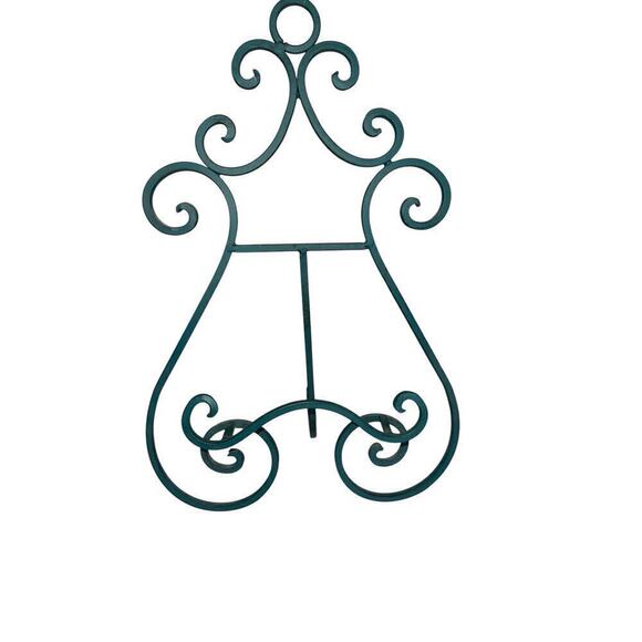 Turquoise Metal Easel 15 x10 Decorative Frame Holder Antiqued Large Curve Scroll - Picture 2 of 5